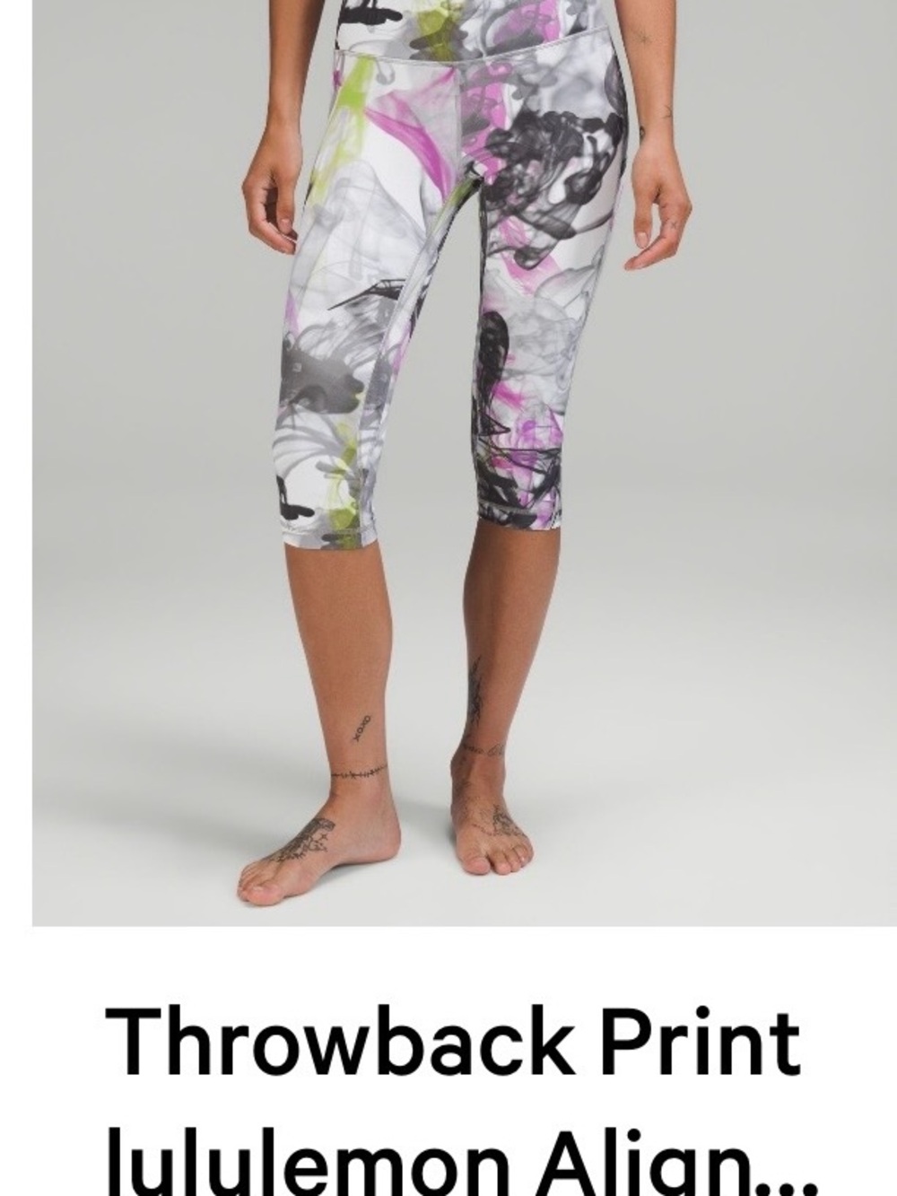 lululemon athletica White Capri with Pink, Gray & Green Abstract Print